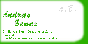 andras bencs business card
